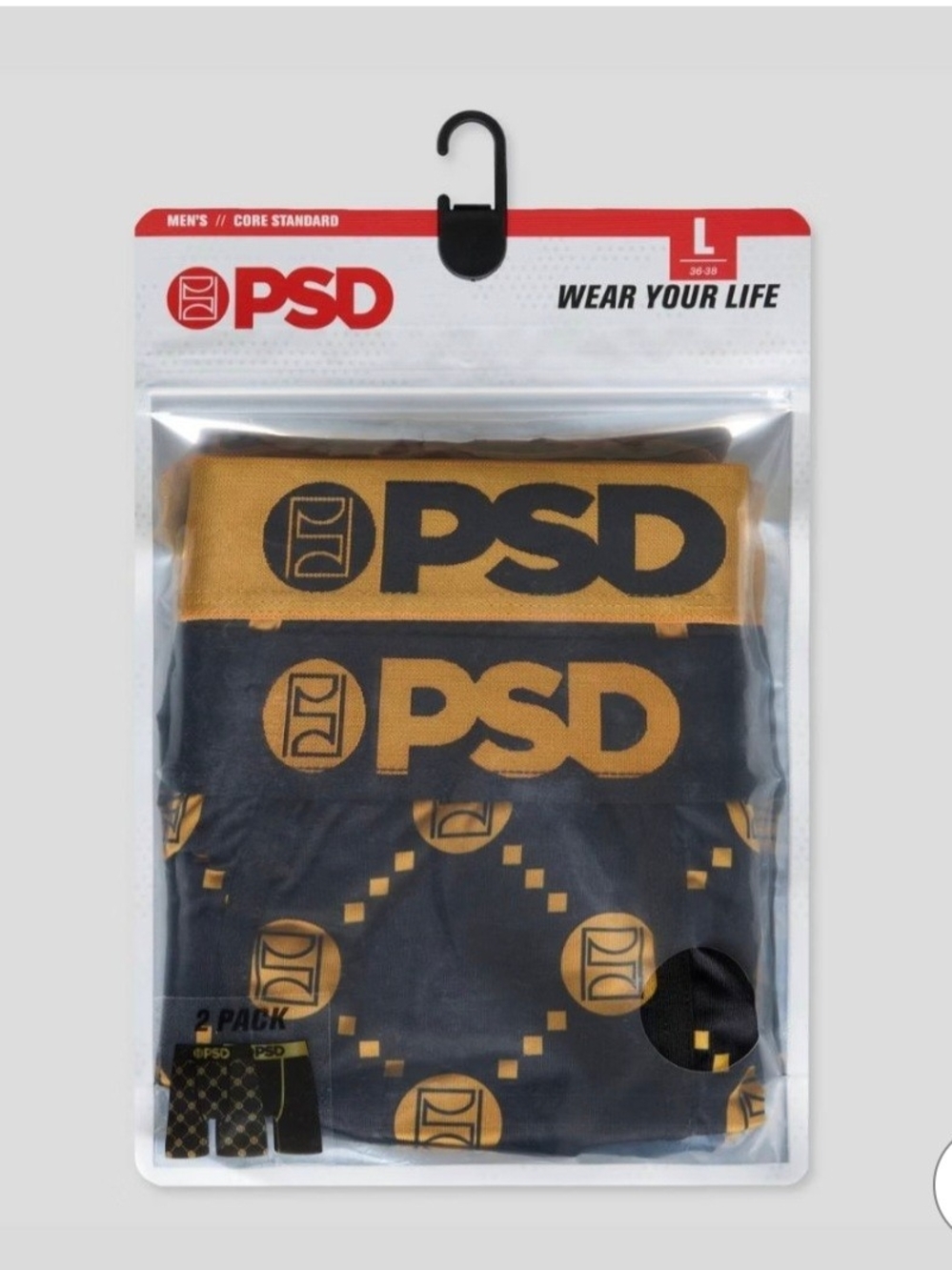 PSD Men's Boxer Briefs Pack in Black and Gold